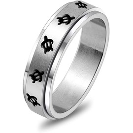 Turtle Butterfly Spinner Ring Cute Turtle Butterfly Anxiety Relief Rings Anxiety Ring Anti Anxiety Turtle Butterfly Ring Figet Ring for Women Men (Silvery, 8)