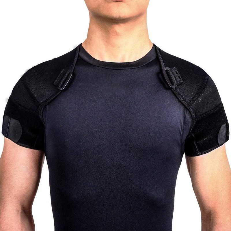 Kuangmi Double Shoulder Support Brace Strap Wrap Neoprene Protector (Medium)