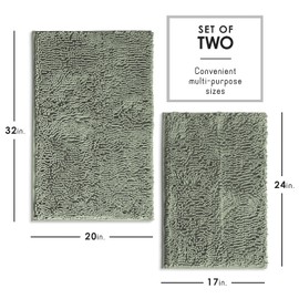 Hearth & Harbor Bathroom Rugs, Chenille Bath Mat - Machine Washable Bath Mats for Bathroom Non-Slip Backing Rubber, Quick Dry Bathroom Mat