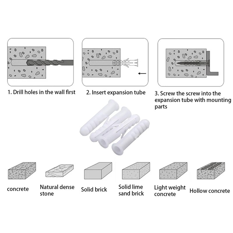 100 Pcs Wall Plugs, M10 x 50mm White Plastic Screw