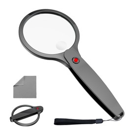 10X 30X Foldable Handheld Magnifying Glass, Pocket Reading Magnifier, 90mm Shatterproof Lens, Ideal for Reading Small Prints & Low Vision Seniors,Inspection, Kids Nature Exploration, Travel