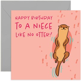 Old English Co. Happy Birthday To A Niece Like No Otter! Card - Square Cute Animal Otter Card | Suitable for Men & Women | Blank Inside & Envelope Included