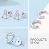 Suplight Women's Men's 925 Silver Letter Stud Earrings Bling Zirconia