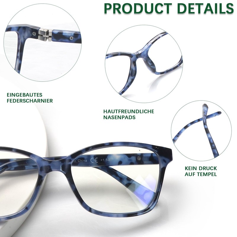 STASTEND 4 Pack Progressive Multifocus Reading Glasses for Women Men
