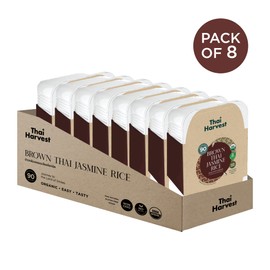 THAI HARVEST 100% USDA Organic Brown Jasmine Rice 7 Ounce (Pack of 8) Microwaveable 90 Seconds Ready to Eat Instant Jasmine Rice for Quick Dinner Meals Zero Preservatives Gluten Free