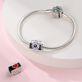 Pandach - Abalorio de plata de ley 925 con circonita cúbica, para pulseras y collares, diseño de mariposa y trébol, joyería regalo para mujeres