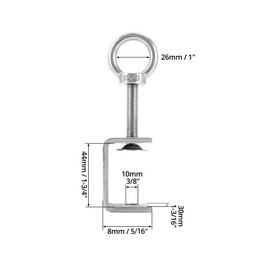QWORK® 4Pcs 304 Stainless Steel Lifting Rings C Clamp, Heavy Duty C-clamp, for Home Improvement and Automotive Repair