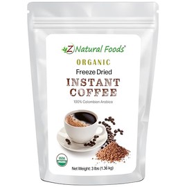 Z Natural Foods Freeze-Dried Organic Instant Coffee - Made from Medium Roast 100% Arabica Beans - Rich in Antioxidants - Boosts Mood, Energy, Memory - Gluten-Free - Non-GMO - Enjoy Hot/Iced, 48 oz