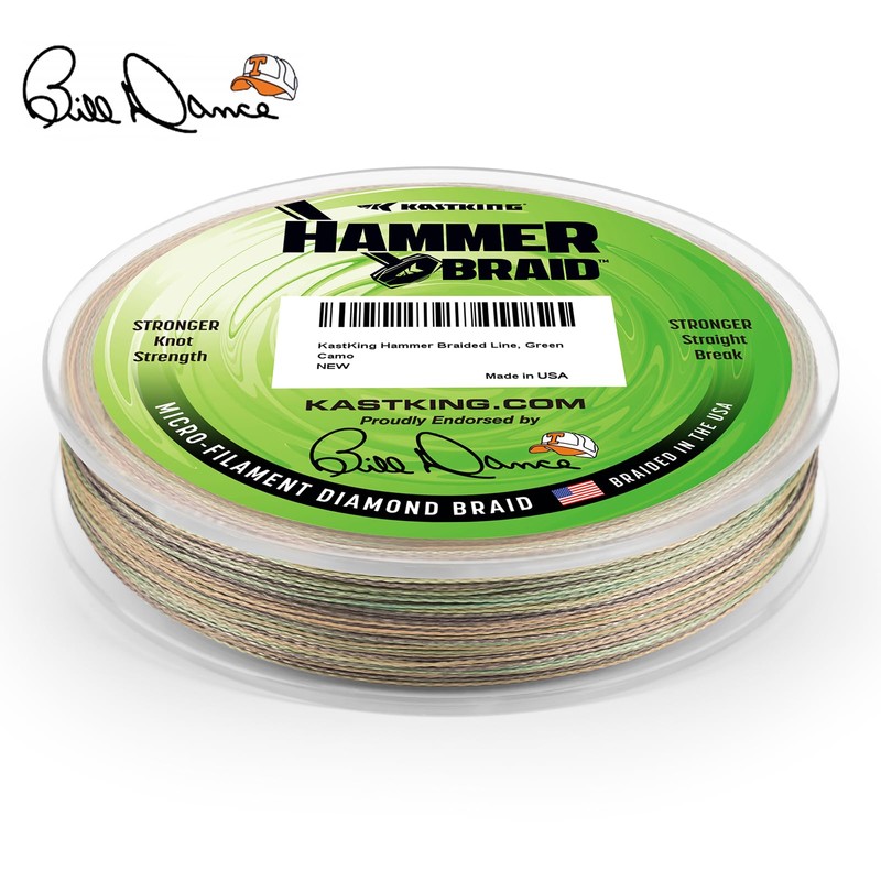 KastKing Hammer Braid Fishing Line, Green Camo, 4 Strand, 50LB,