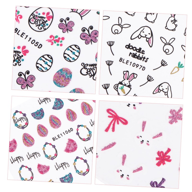 Beavorty 10 Sheets Easter Bunny Nail Stickers DIY Nail Decals