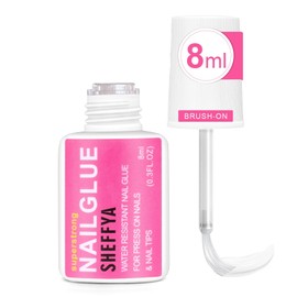 2pcs SHEFFYA Super Strong Nail Glue Brush-On 8ml - Waterproof Adhesive for Press-On/Acrylic/Fake Nails & Tips - Long Lasting Quick-Dry Formula, Professional Salon & Home Use