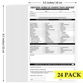 Fuyoooo 24 Pack 5.5"x8.5" Detailed Driver Vehicle Inspection Report Format, Book Daily Pre Trip Inspection Report 31 Sets of Forms Per Book 2-ply Carbonless for Driver Trucker, Individually Packaged