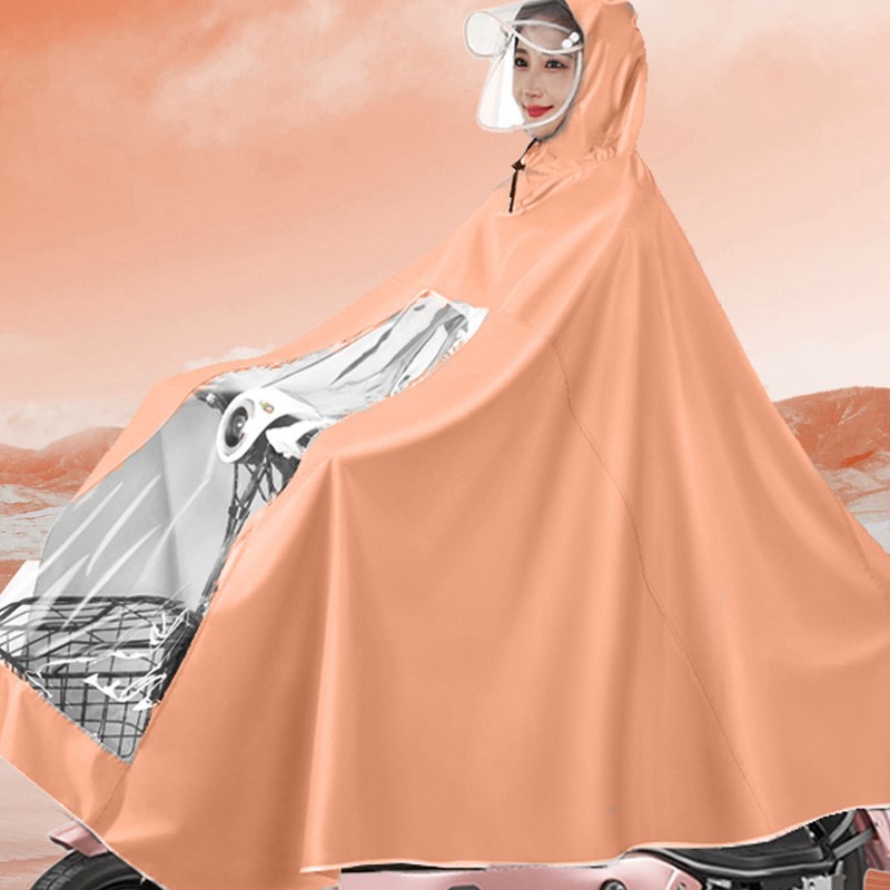 Electric Motorcycle Rain Cape Extended Full Body with Helmet Rainstorm