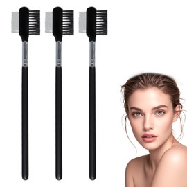 3 Pieces 2 and 1 Eyelash Brush Separator, Reusable Small and Portable Eyebrow Brush and Comb for Remove Mascara Clumps, Professional Beauty Cosmetic Tool