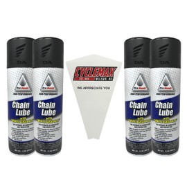 Cyclemax Four Pack for Honda Chain Lube with White Graphite 08732-CLG00 Contains Four 11oz Cans and a Funnel
