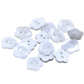 100 Pieces of Plum Blossom Buttons, Sewing Flower Buttons, Cardigan Knitted Buttons, Baby Buttons, Clothing Decorative Buttons, 2 Hole Flower Buttons, Resin Sewing Buttons (White)
