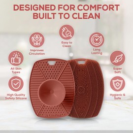 LauTus1 - Limpiador corporal de silicona prémium para todo tipo de piel, cepillo de ducha exfoliante con succión y gancho, esponja de silicona suave para pieles sensibles, hombres, mujeres, bebés