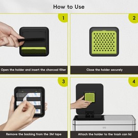 EKO Activated Charcoal Odor Filter Kit – 2-Pack Strong Odor Absorber and Deodorizer with Filter Case for Trash Cans