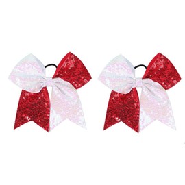 2Pcs Women Teen Girls Sequins Hair Bows Elastic Big Hair Bow Hair Accessories Ponytail Holder (Style 1, 18 * 17.5CM)