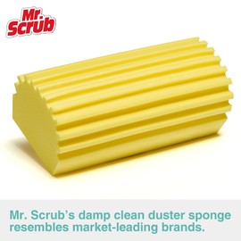 4 Pack Damp Dusting Sponge Duster, Yellow Dust Cleaning Sponge, Reusable Household Cleaning Sponge Tool for Blinds, floorboards, Fan Blades, Vents, Glass, Railings, Mirrors