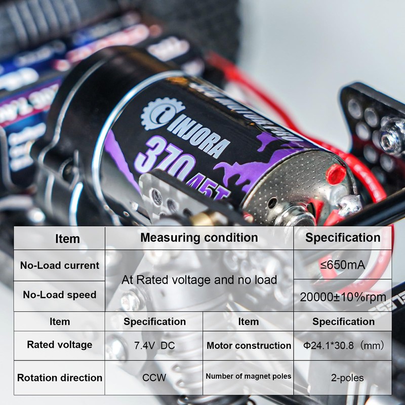 INJORA CNC Aluminum Complete Transmission with 370 Brushed Motor 45T