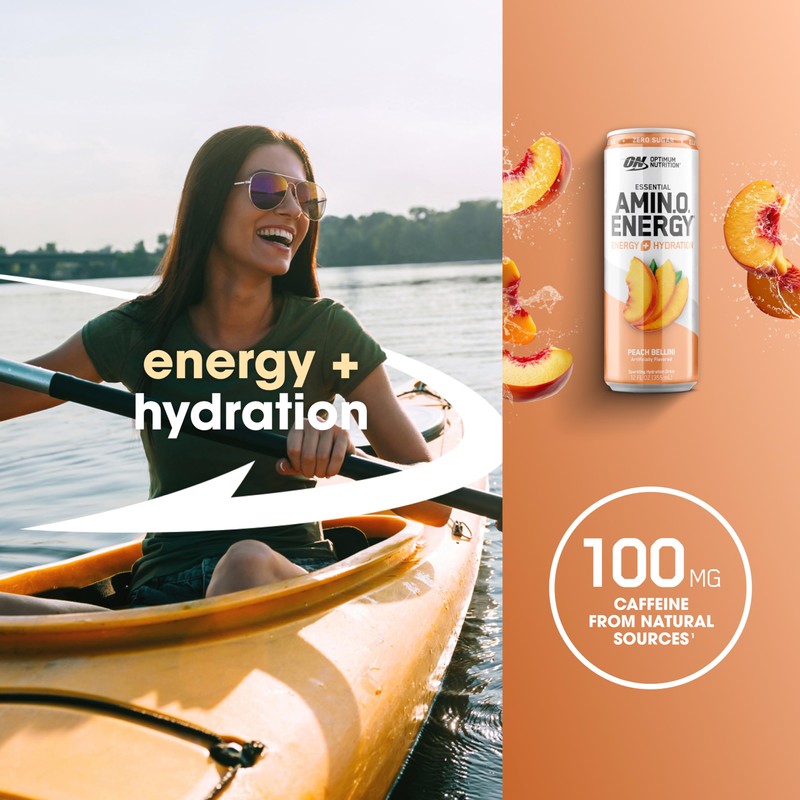 Optimum Nutrition Amino Energy Sparkling Hydration Drink, Electrolytes, Caffeine, Amino
