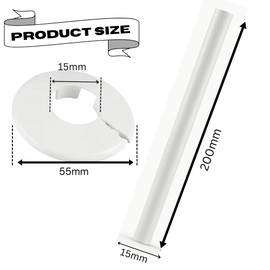 16X White Radiator Pipe Covers 15mm & 16X Radiator Collars 15mm – White Plastic Pipe Covers for Radiator Pipe & White Pipe Collars for Radiator - Radiator Pipe Sleeve Covers & Collar Set