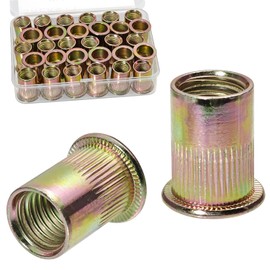 30PCS M12 Rivet Nuts Carbon Steel Zinc Plated Metric Rivets Nutsert Flat Head Rivnut Threaded Inserts Nut (Yellow, M12)
