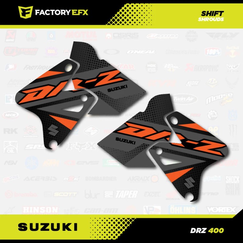 Factory EFX Gray Orange Shift Graphics Kit fit Suzuki DRZ400SM