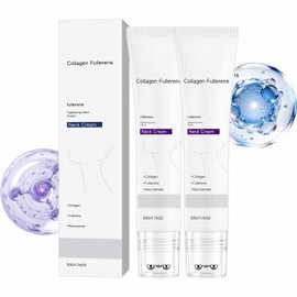 Magic Collagen Fullerene Neck Cream - Neck Skincare with Collagen Peptides, Tighten and Lift Firming Neck Cream for Crepey Skin, Deep Hydrating Skin Care for Smooth & Radiant Complexion (2Pcs)