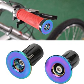 HERCHR Tapones para Extremos de Manillar de Bicicleta, 1par Bicicleta Manillar Grips Bar Ends Tornillo Tapones Electroplate Colorido Bicicleta Ciclismo Accesorio para Bicicleta de montaña