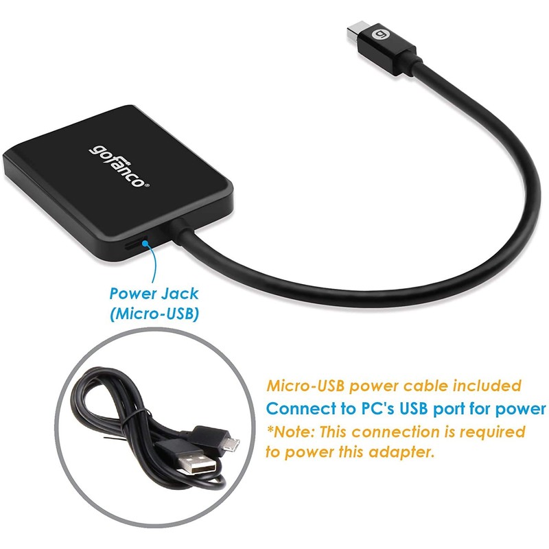 gofanco Mini DisplayPort to Dual DisplayPort MST Hub - mDP