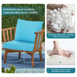 Comcaver Patio Cushions for Outdoor Furniture, Fade and Weather Resistant Deep Seat and Backrest Cushion Set for Chair Sofa Couch Swing, 19x19 Inch, Teal, Set of 4