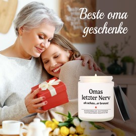 Craftique Oma Geschenk - Kerze im Glas - Geschenk Oma Geburtstag Muttertag Weihnachten, Sinnvolle Geburtstagsgeschenk für Oma, Geschenkideen Oma, Muttertagsgeschenke für Oma Granny