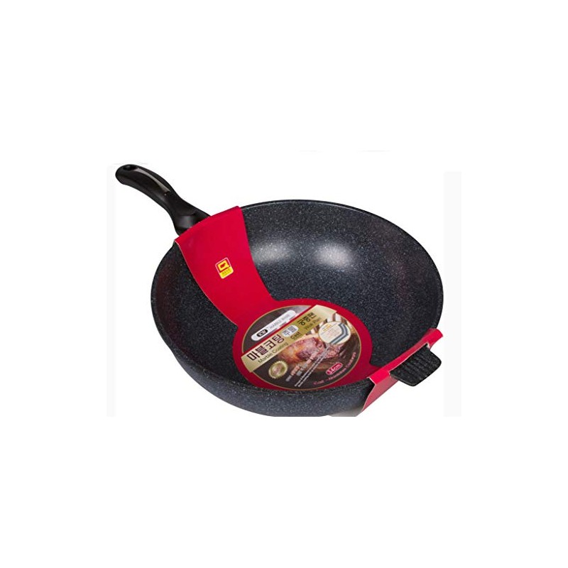 Ceramic Marble Coated Cast Aluminium Non Stick Wok 34 cm