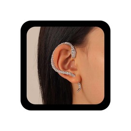 YienDoo Gothic Snake Ear Cuff Wrap Earring Silver Animals Crawler Climbers Snake Stud Punk Snake Ear Jacket Piercing Wrap Earring Snake Hanging Statement Right Earrings Jewelry for Women