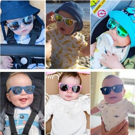Hycredi Flexible Polarized Baby Sunglasses with Strap for Newborn Infant Toddler Age 0-18 Months，100% UV Protection (Pink Green/Grey)