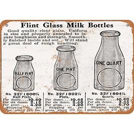 RetroRust 7 x 10 METAL SIGN - 1916 Flint Glass Milk Bottles - Vintage Rusty Look