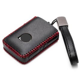 Vitodeco - Funda de Piel auténtica para Llavero Inteligente Compatible con Volvo XC40, XC60, XC90, S90, S60, V60, V90 2019-2024 (4 Botones, Negro/Rojo)