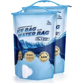 Reusable Ice Bag 2.5lb Ice Pack for Cooler, Collapsible Water Container with Spigot for Camping, Hiking, Drinking picnic blanket air mattress - Colour: 02-large / Set of 2