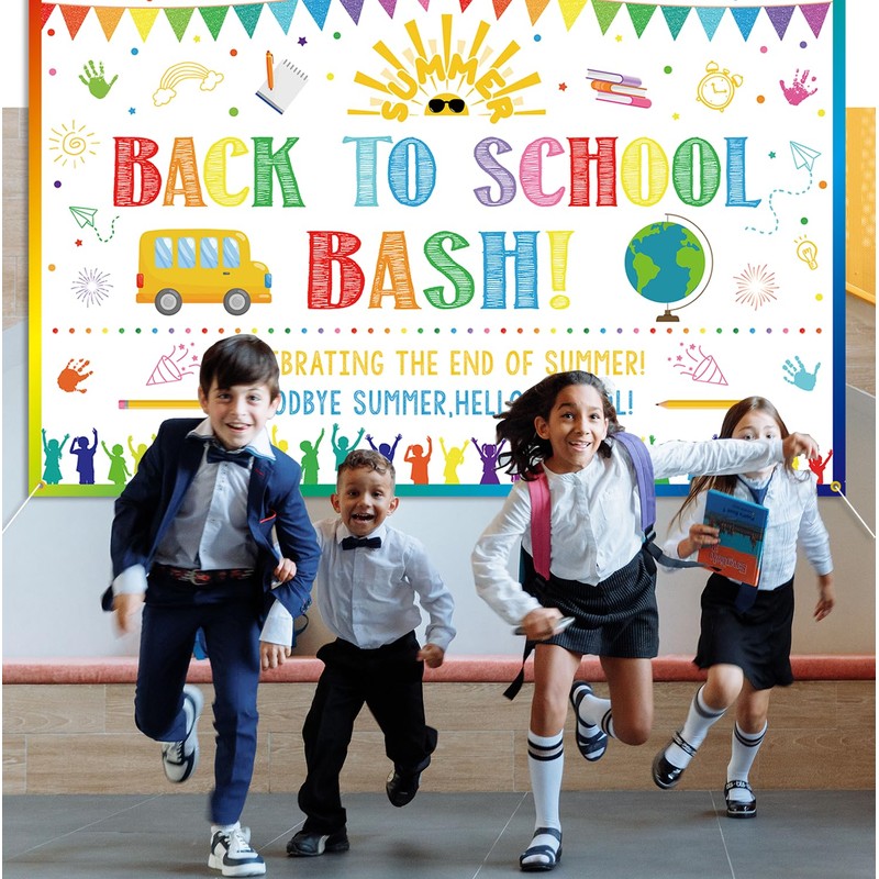Back to School Bash Backdrop Banner End of Summer Back
