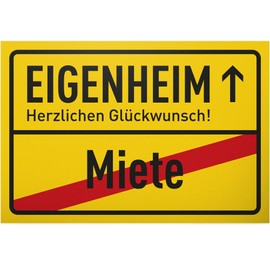 DankeDir! Eigenheim Miete Sign 30 x 20 cm - Gift Colleagues Friends Gift Idea Housewarming Party - Funny Saying Housewarming Door Sign Housewarming House Moving Builders