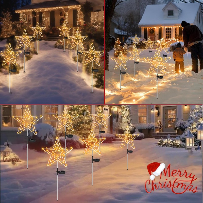 Joysing Solar Christmas Lighting Outdoor Star 2 Pieces 75 LED