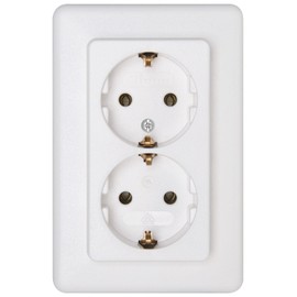 Kopp Europa 1 Single Socket for Household Use, 250 V (16A) IP20 Earthing Contact Socket, Flush-Mounted, Easy Wall Mounting, Arctic White, 113613087