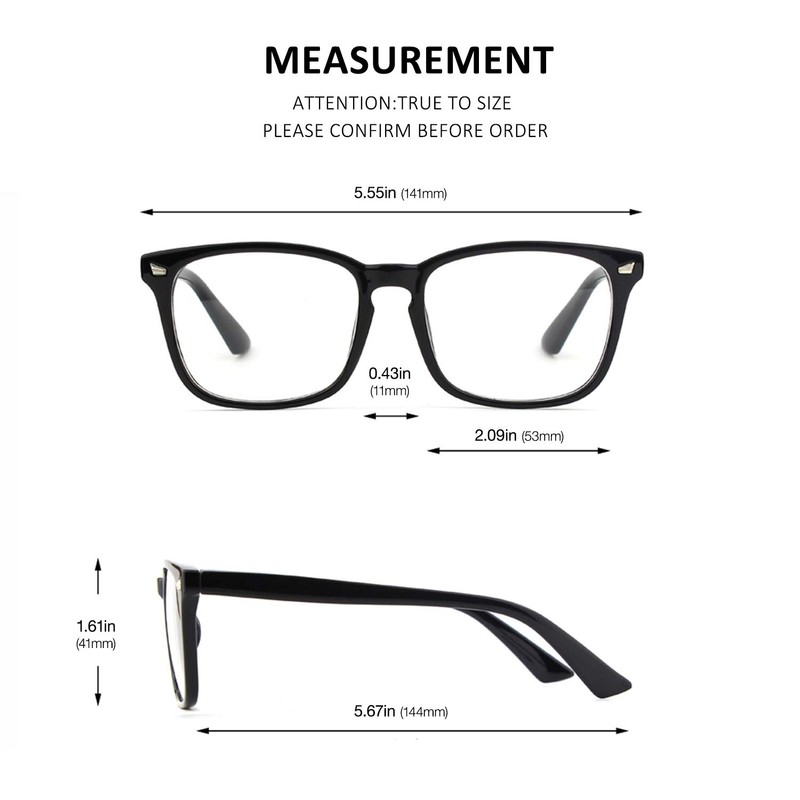 GQUEEN Fake Brille Ohne Stärke Damen Herren Nerdbrille UV400 Schwarz,PE2