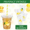 ABURRORI 50 Sets 12OZ Lemon Plastic cups with Lids and