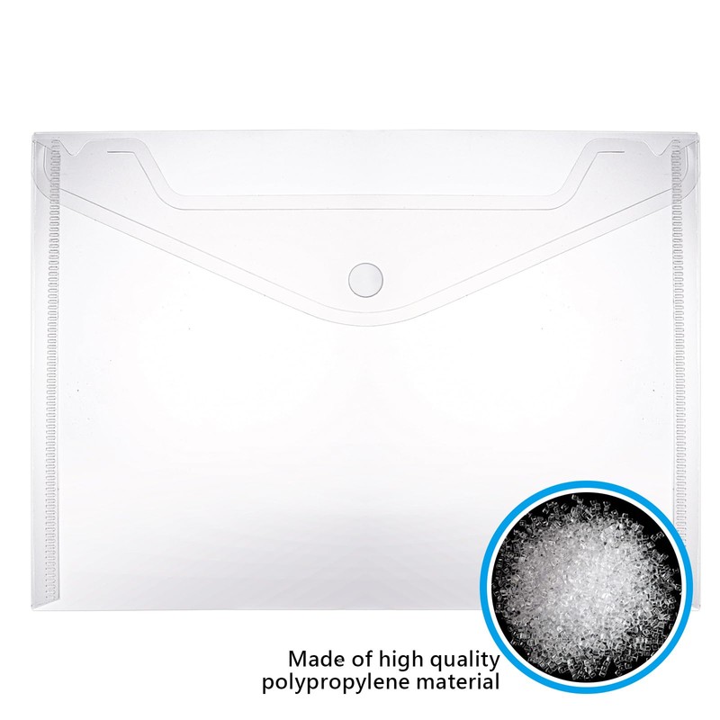 ASelected 40Pcs A5 Plastic Wallets Clear, Document Plastic Wallets, Plastic