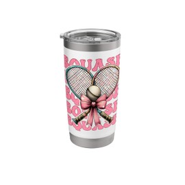 Coquette Bow Squash Racket Girl Mom Mother's Day Pink Stainless Steel Insulated Tumbler
