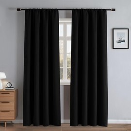 RainCharm Black 108 Inch Curtains, Blackout Curtains 108 Inch Length 2 Panel Set, Thermal Insulated Room Darkening Drapes Rod Pocket for Bedroom Light Blocking Home Decor (W52 x L108,Black)