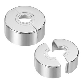 PATIKIL Wall Split Flange 0.8/1/1.3 Inch, 2Pcs 1.2" Thicken Cuttable ABS Round Escutcheon Plate Cover Buckle for Water Pipe Faucet Decoration, Silver